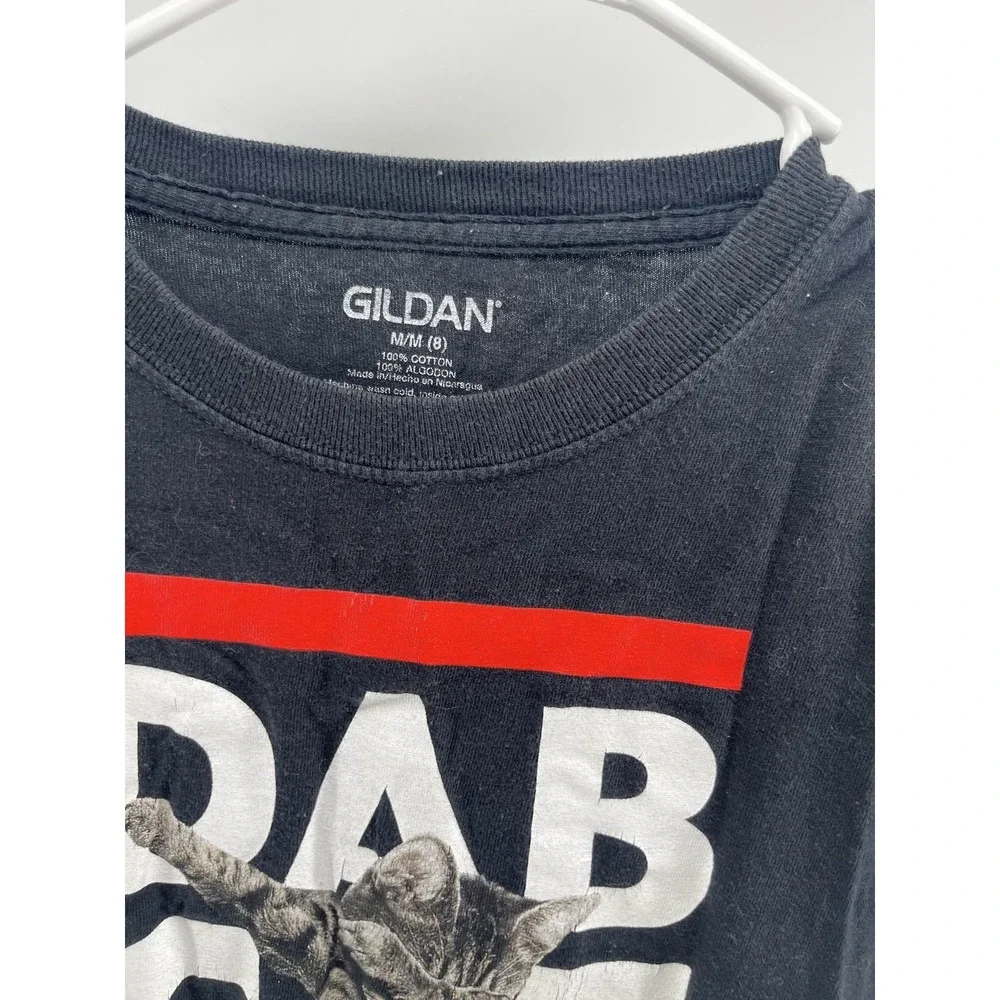 GILDAN Cat Graphic Tee Youth M (8) Black Kitten Meme